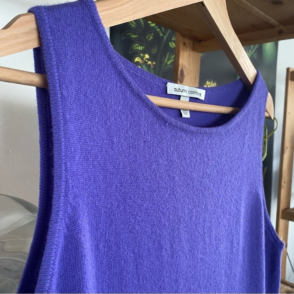 Autumn Cashmere Purple Flounced Ruffle Hem Sleeveless Cashmere Dress Medium - Picture 6 of 13